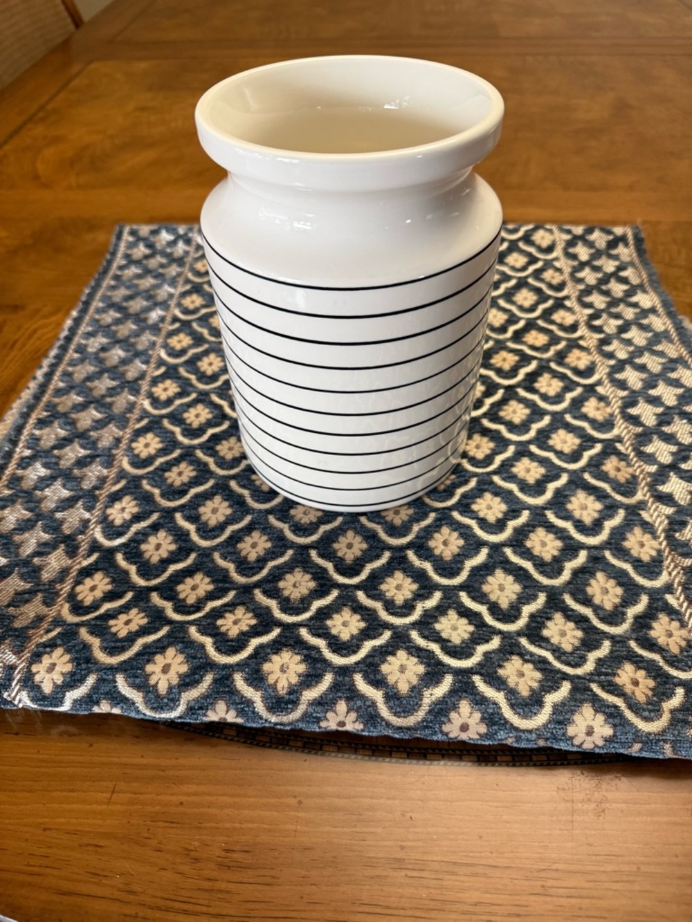 White Ceramic Striped Vase